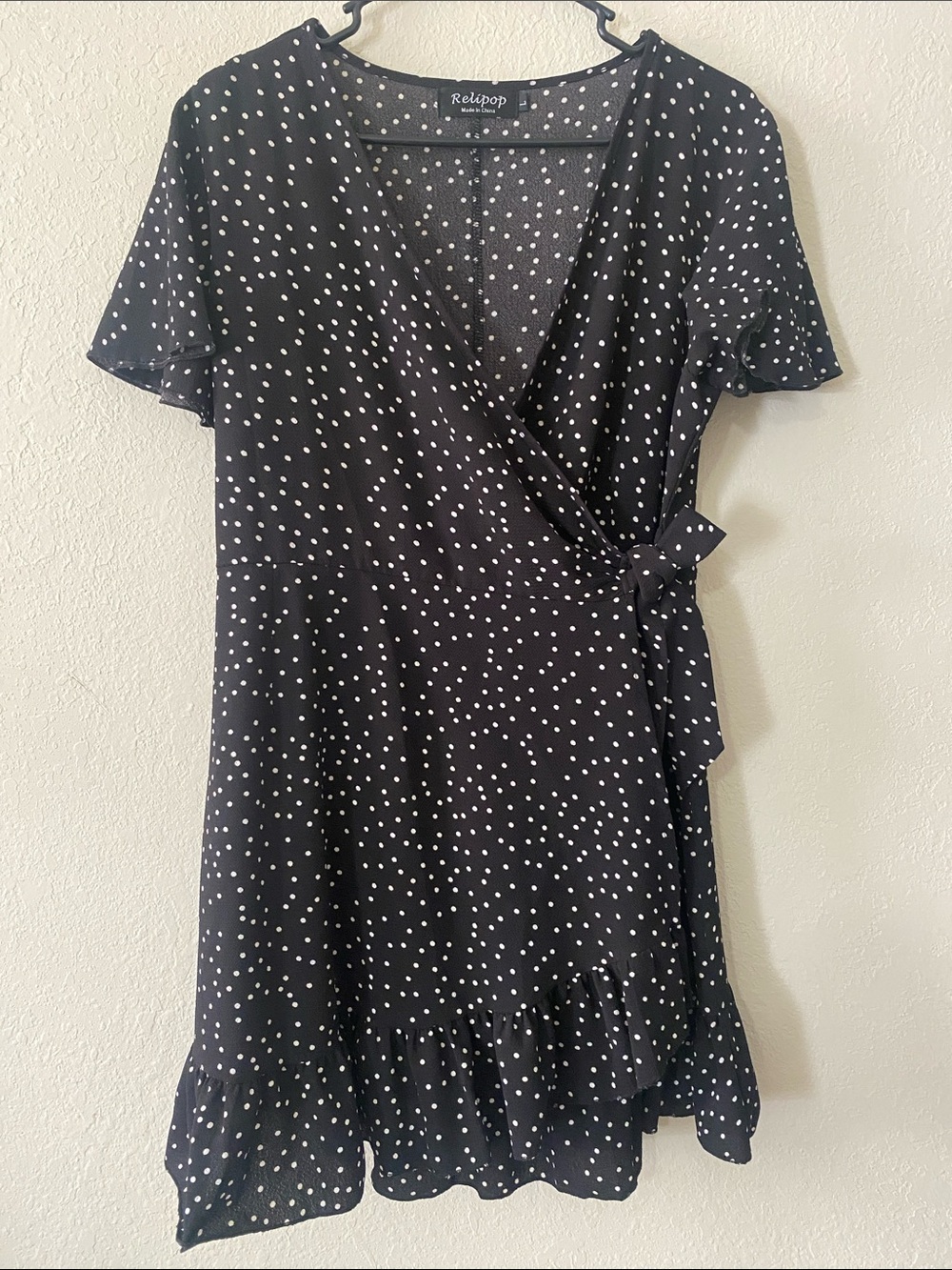 Black Polka Dot Wrap Around Dress After Beach Dress - Picture 2 of 12